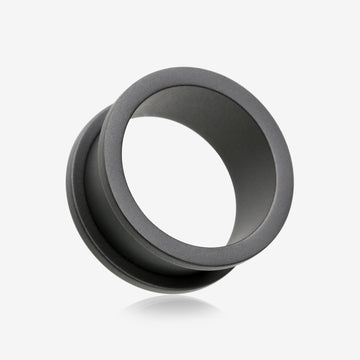 A Pair of Matte Black Steel Screw-Fit Ear Gauge Tunnel Plug